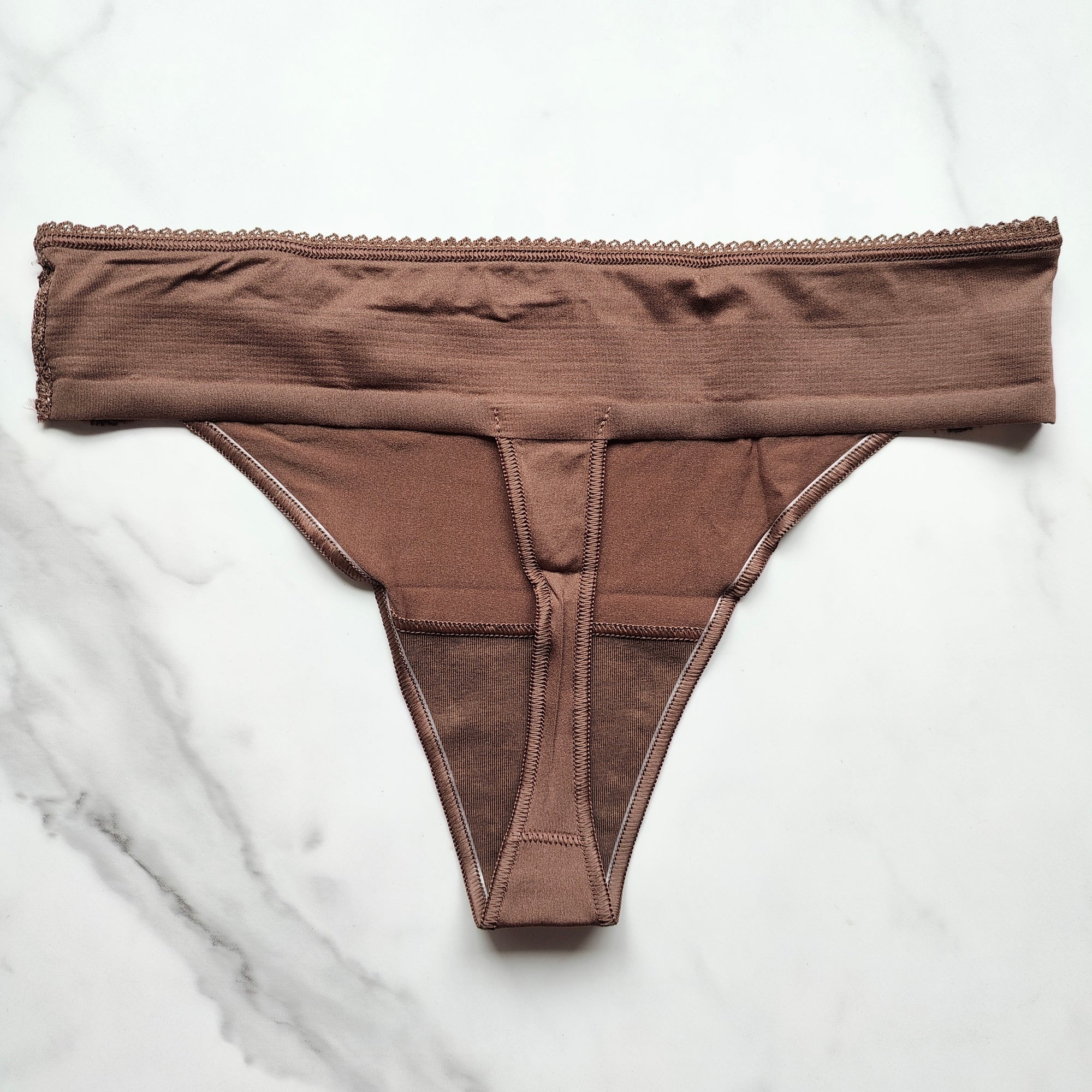 Vanishing Edge Microfiber With Lace Thong Panty