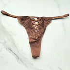 Victoria's Secret  Dream Angels Boho Floral Embroidery Thong Panty 