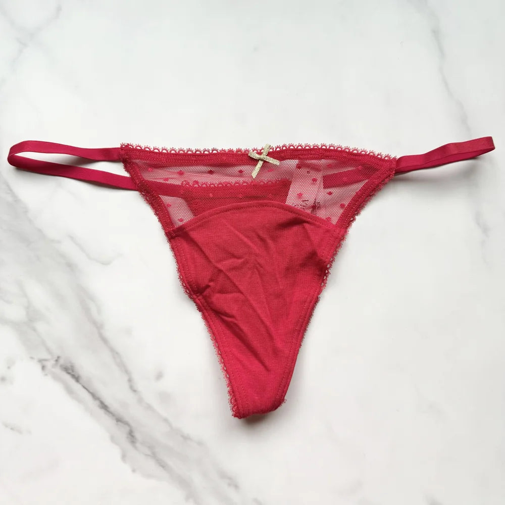 Victoria's Secret  Stretch Cotton Dot Mesh V-String Panty 