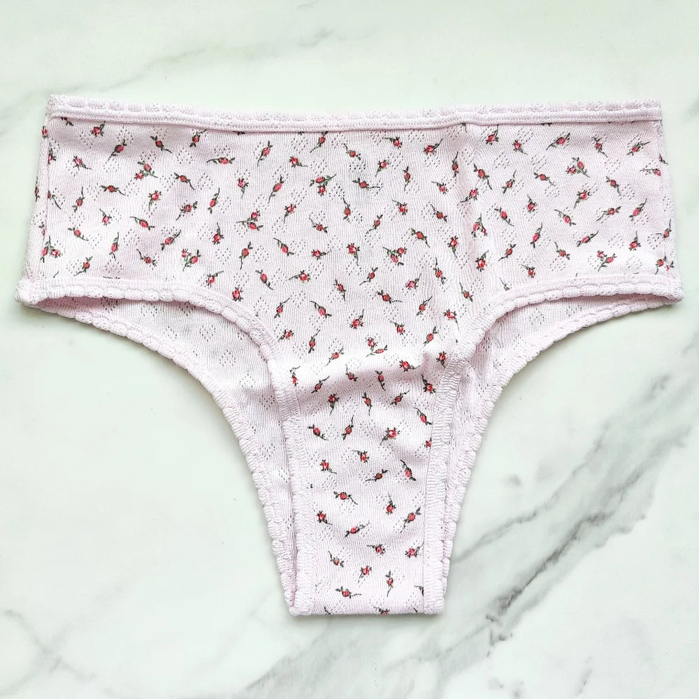 PINK Victoria's Secret  Cotton Heart Pointelle Cheeky Panty 