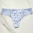PINK Victoria's Secret  No-Show Lace-Trim Thong Panty 