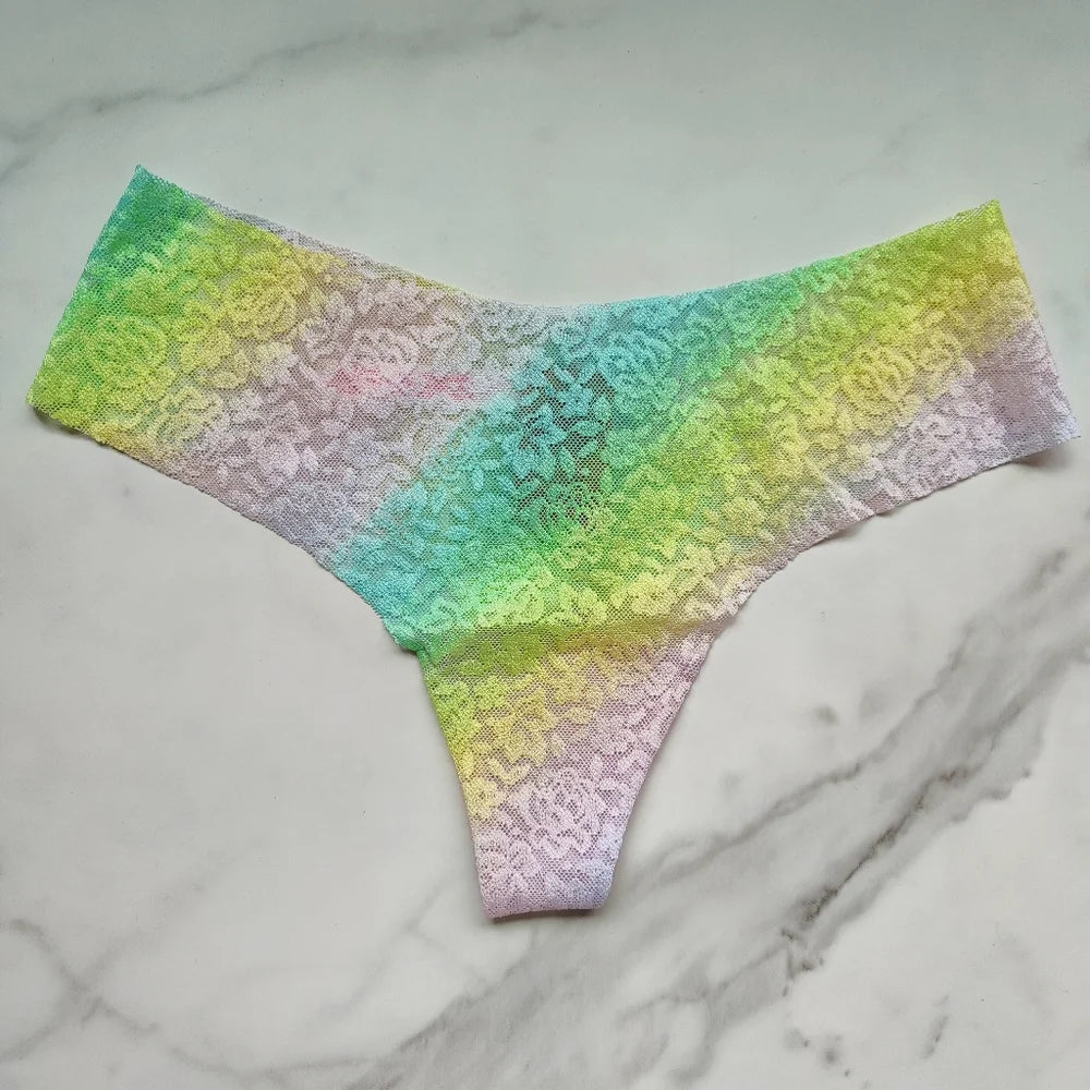 PINK Victoria's Secret  No-Show Soft Lace Thong Panty 