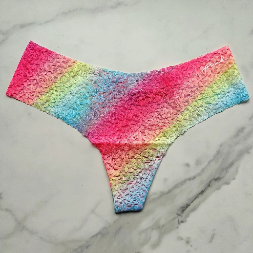 PINK Victoria's Secret  No-Show Soft Lace Thong Panty 