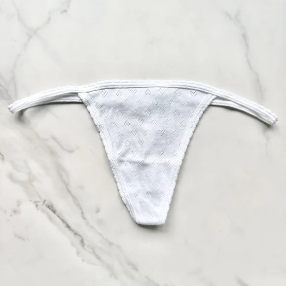 Cotton Heart Pointelle V-String Panty