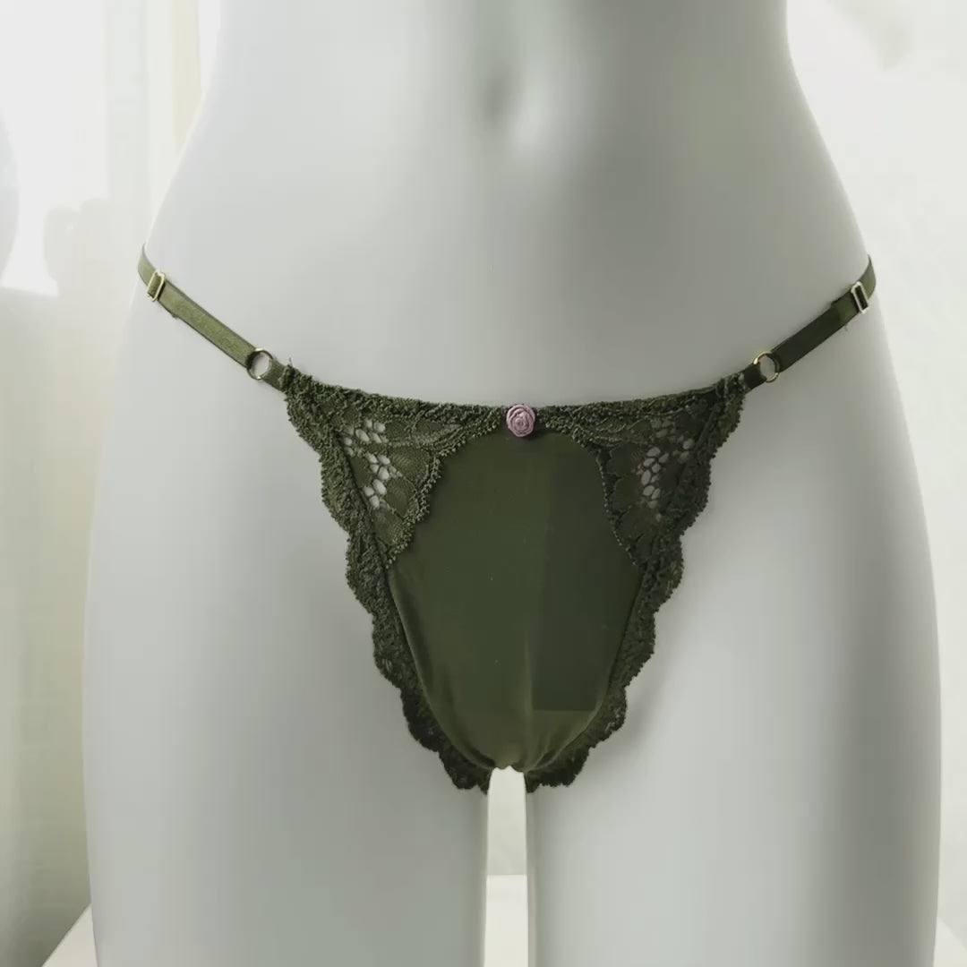 Dream Angels Lace-Trim Adjustable V-String Panty