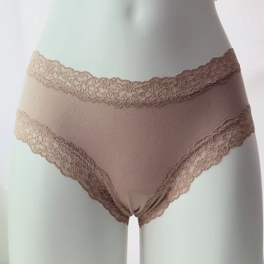 The Lacie Lace-Waist Cotton Smooth Cheeky Panty