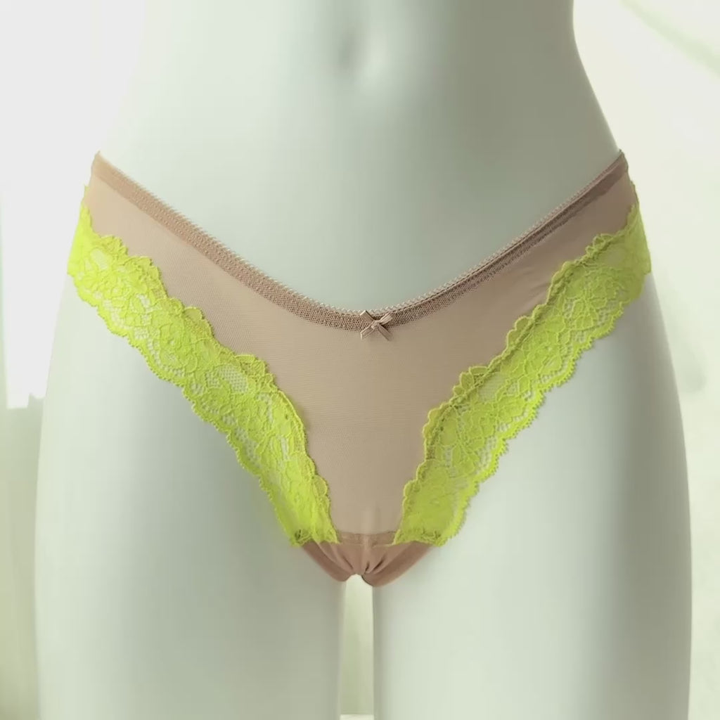 Very Sexy Mesh Lace-Trim High-Leg Thong Panty