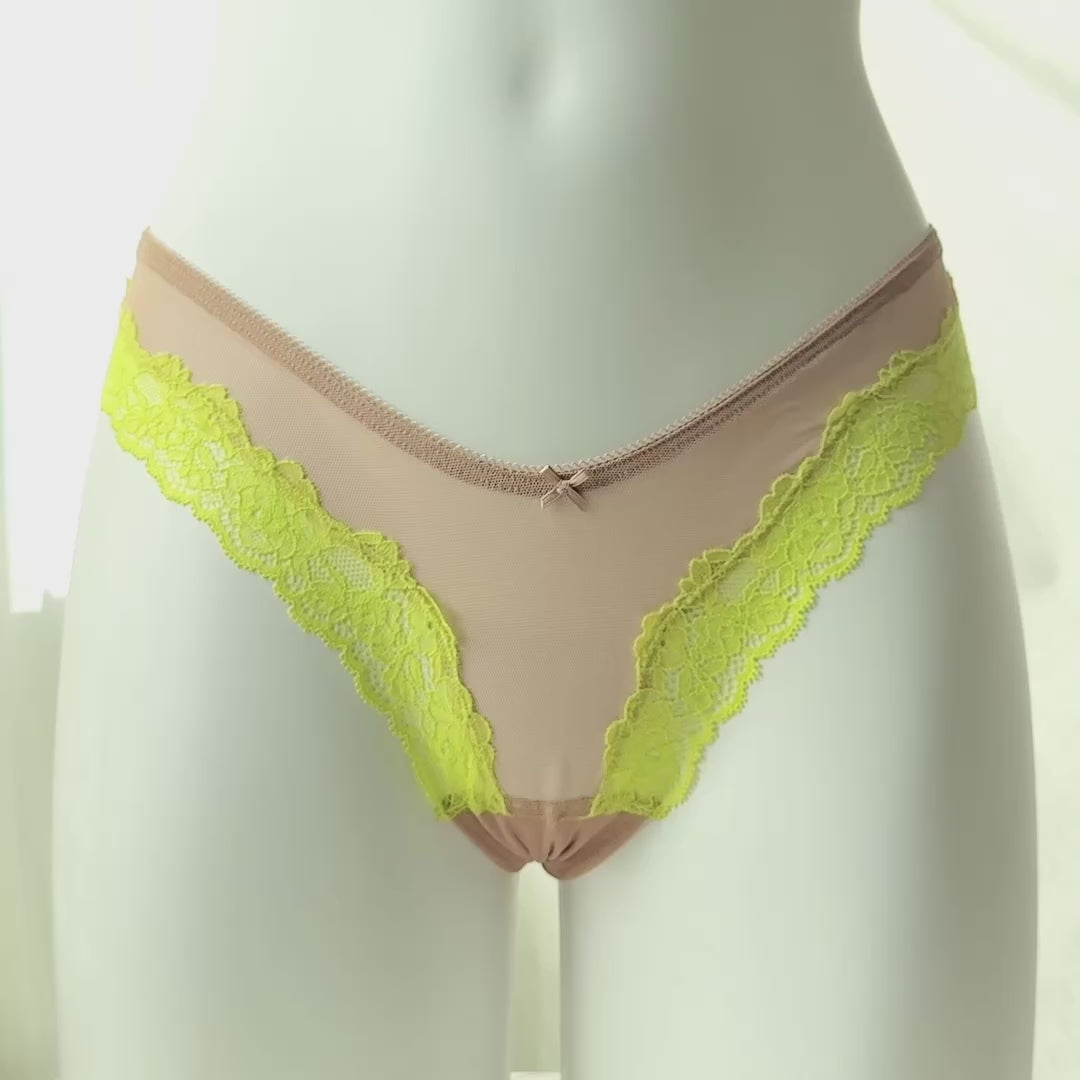 Very Sexy Mesh Lace-Trim High-Leg Thong Panty