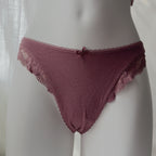 Body By Victoria Stretch Cotton Lace-Trim High-Leg Scoop Thong Panty
