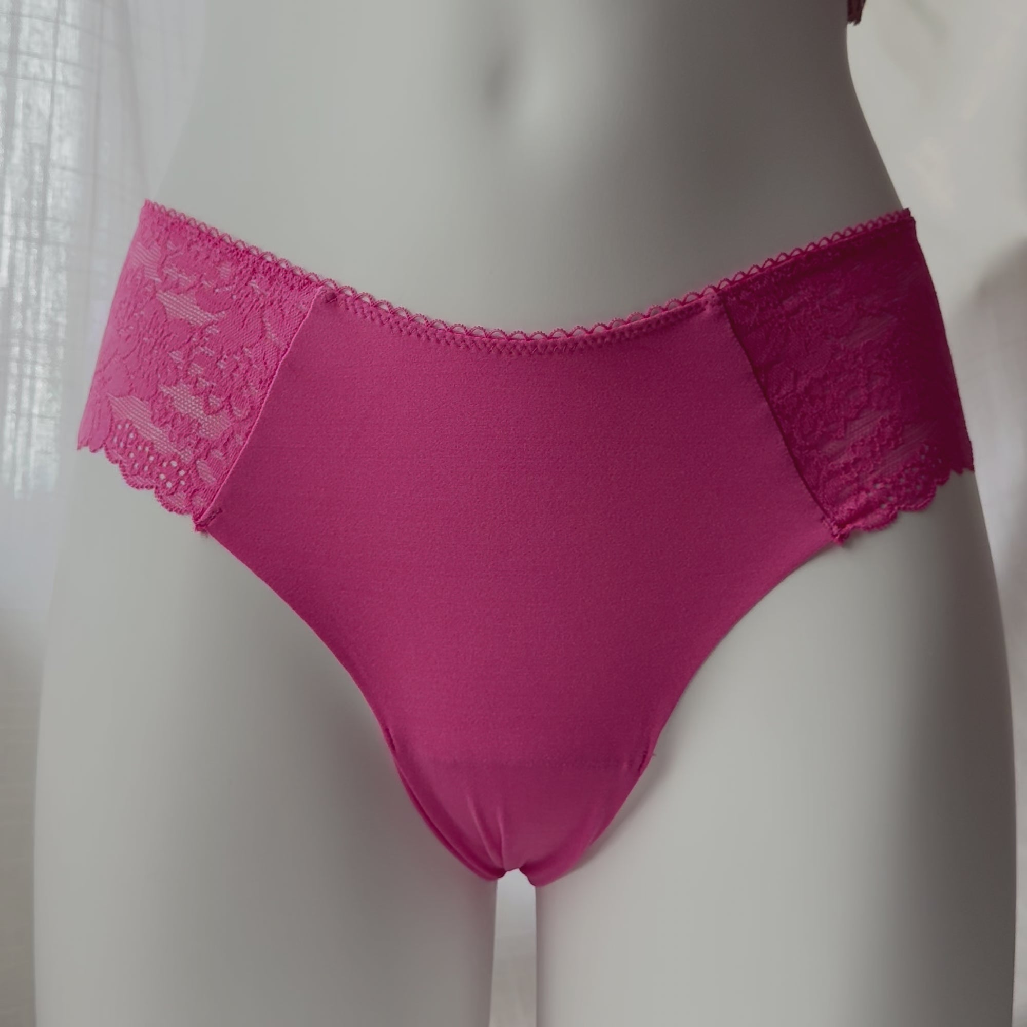 No-Show High-Leg Lace-Trim Thong Panty