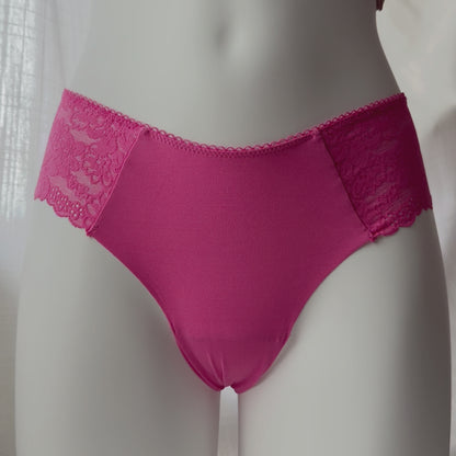 No-Show High-Leg Lace-Trim Thong Panty