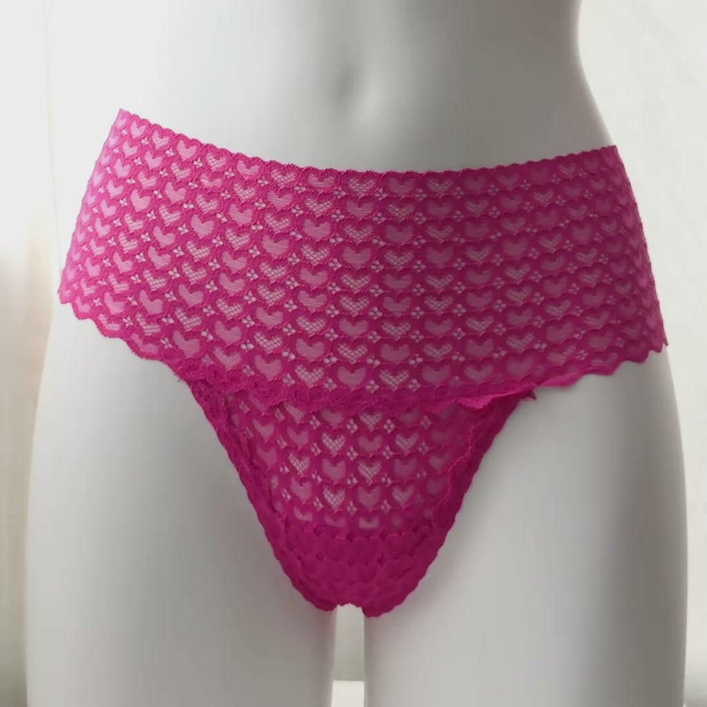 Wink Wide-Waist Heart Lace Thong Panty
