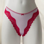 Tease Mesh Lace-Trim High-Leg Thong Panty