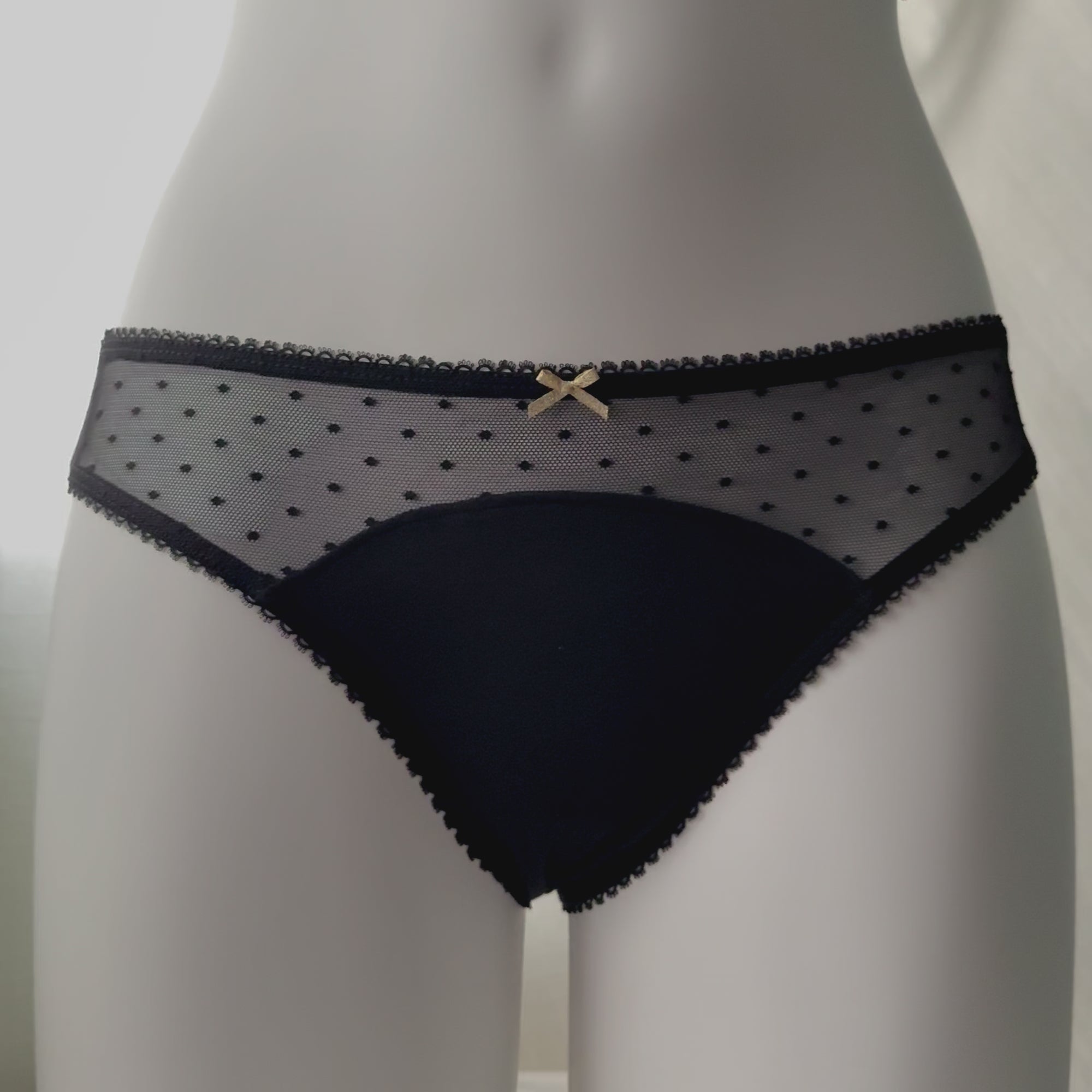 Stretch Cotton Dot Mesh Bikini Panty