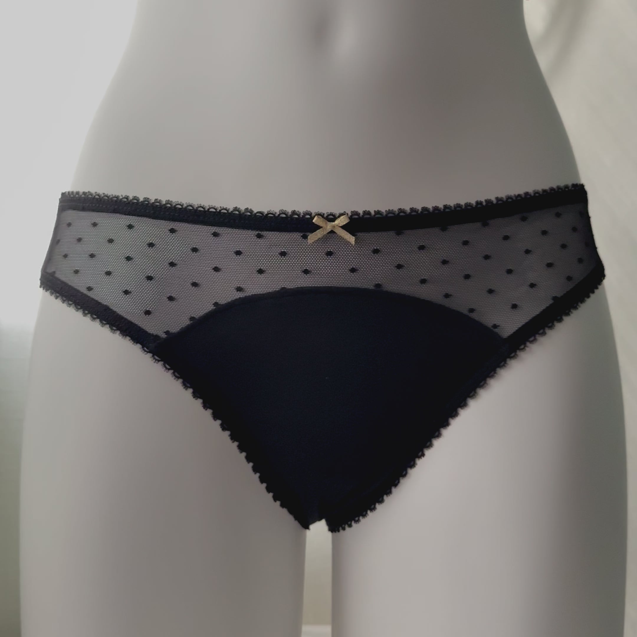 Stretch Cotton Dot Mesh Bikini Panty