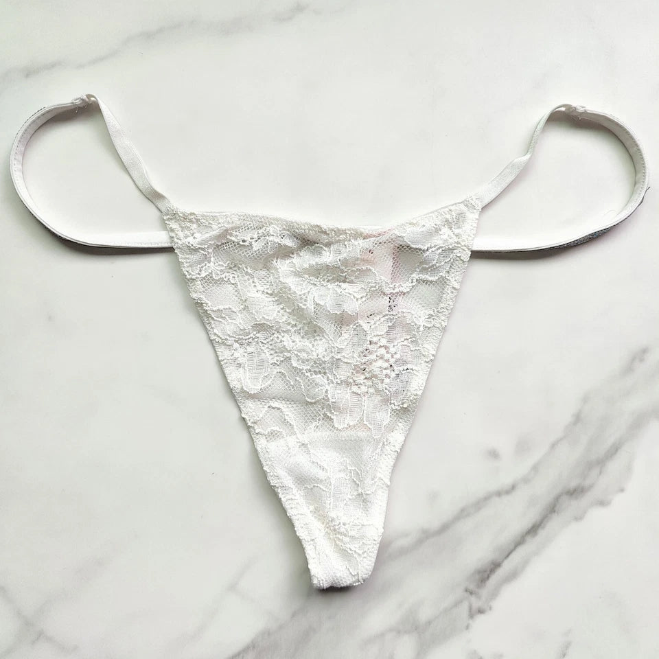 Very Sexy Back Shine Strap Lace V-String Panty