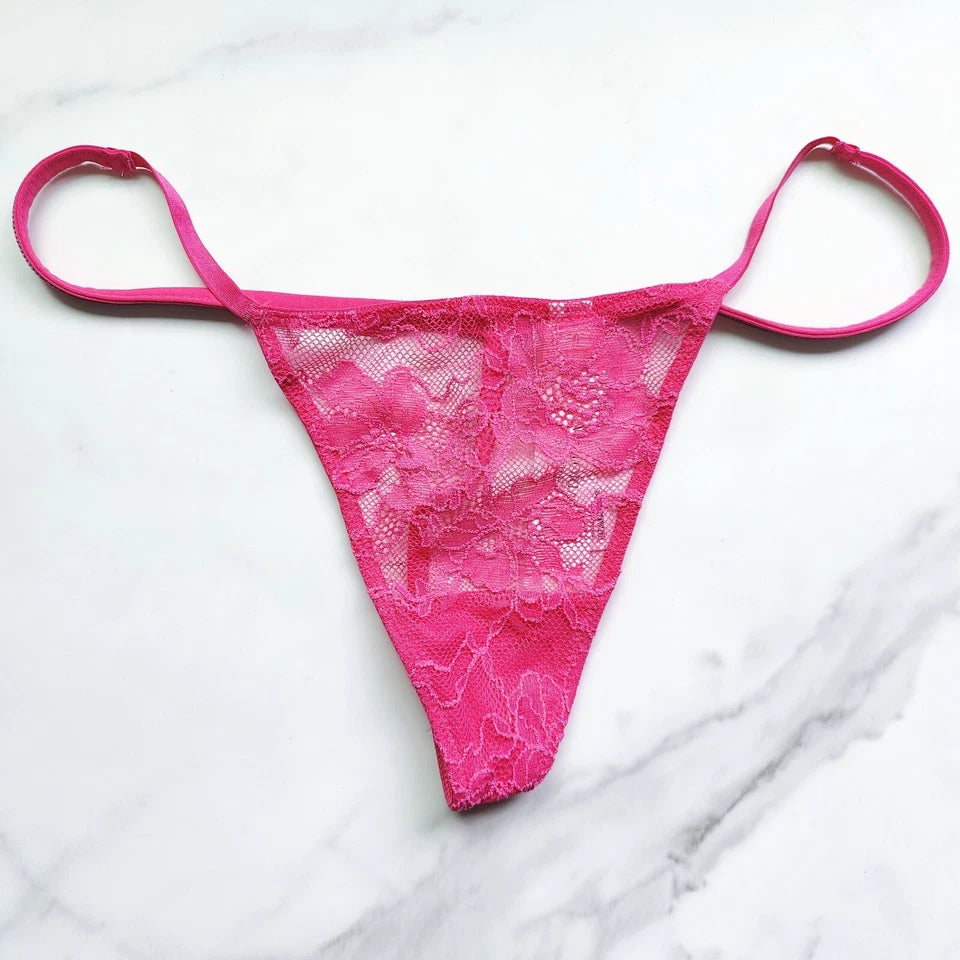 Very Sexy Back Shine Strap Lace V-String Panty