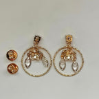 Fabiana Handmade 18K Gold Plated Bohemian Flower Cubic Zirconia Stud Drop Earrings