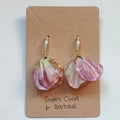 Pamela Handmade 18K Gold Plated Cubic Zirconia Bar and Pink Flower Copper Dangle Earrings Goob's Closet & Boutique