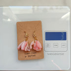 Zofia Handmade 18K Gold Plated Cubic Zirconia Star and Pink Flower Copper Dangle Earrings