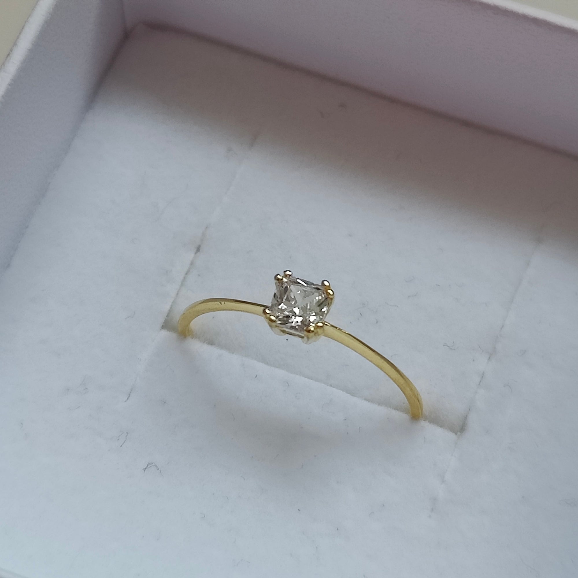 Lerato 14K Gold Plated 925 Sterling Silver Princess Cut Lab Created White Sapphire Ring