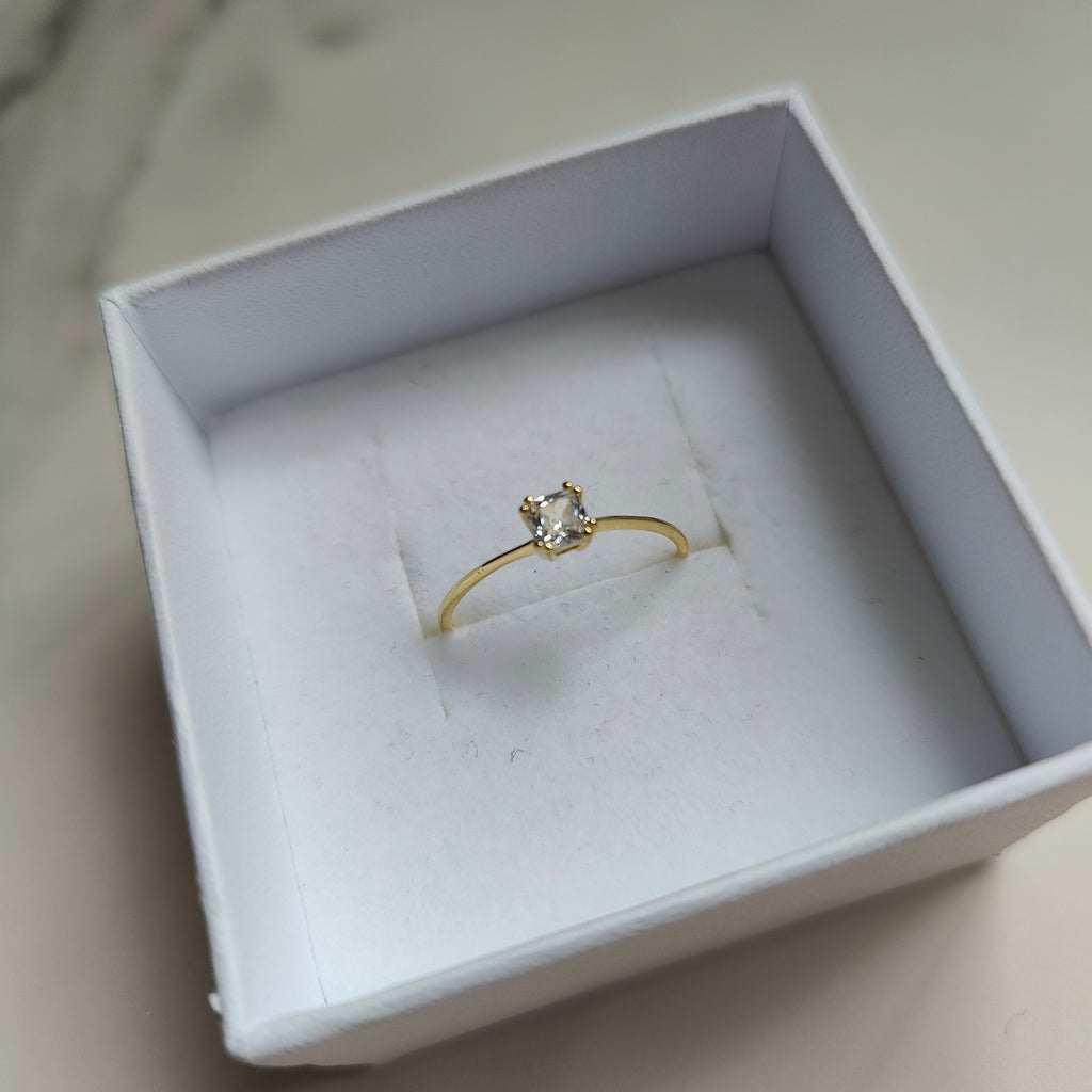 Lerato 14K Gold Plated 925 Sterling Silver Princess Cut Lab Created White Sapphire Ring