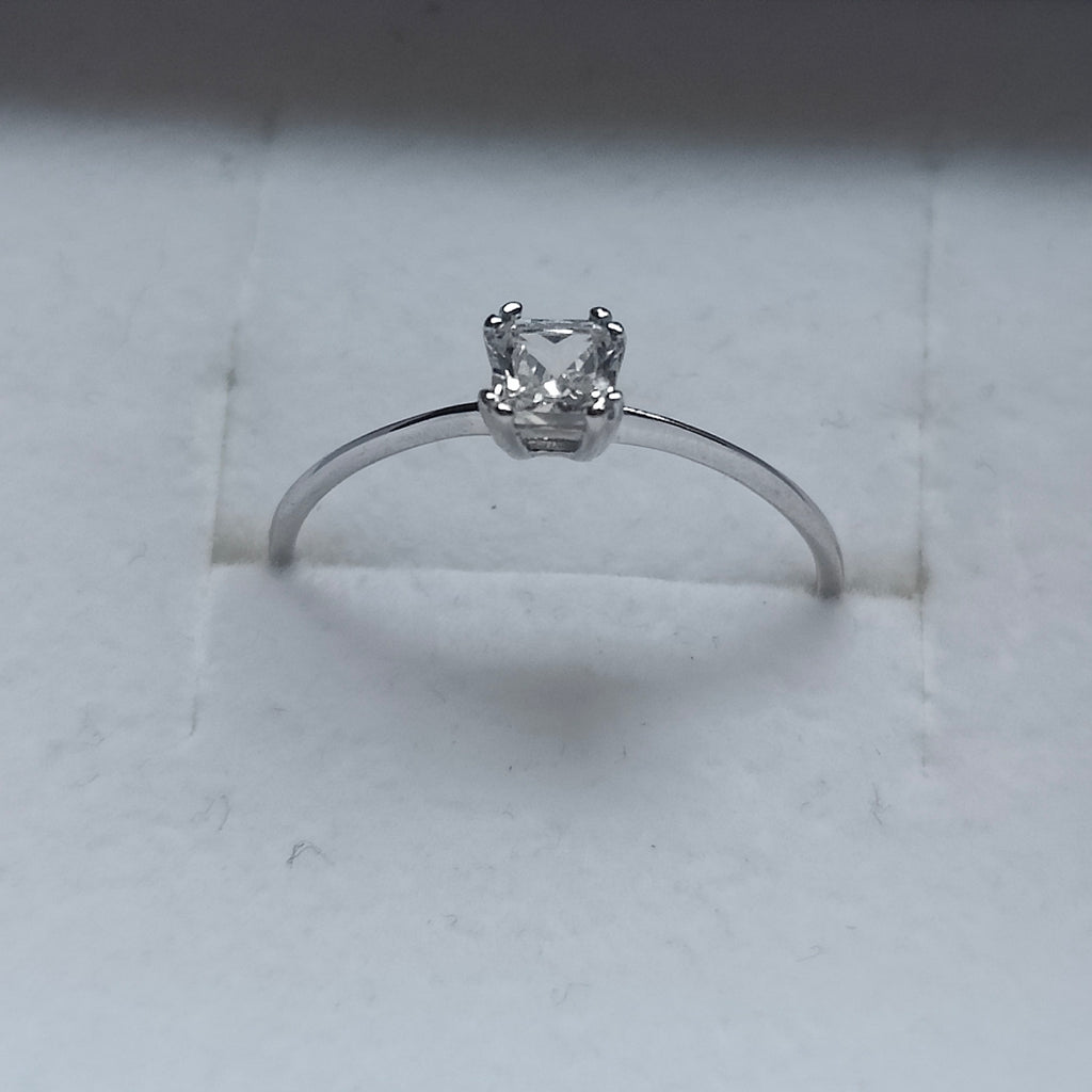 Lerato 14K White Gold Plated 925 Sterling Silver Princess Cut Lab Created White Sapphire Ring
