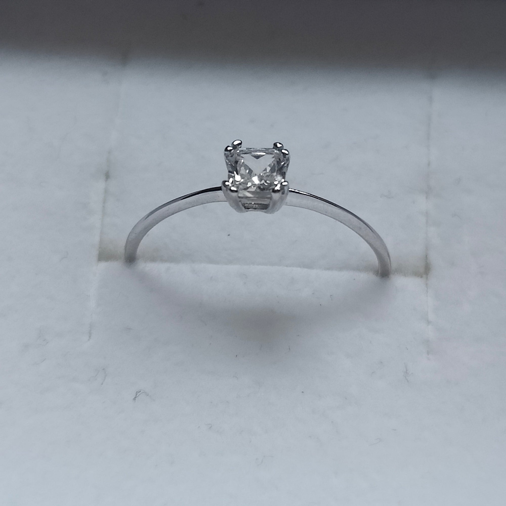 Lerato 14K White Gold Plated 925 Sterling Silver Princess Cut Lab Created White Sapphire Ring