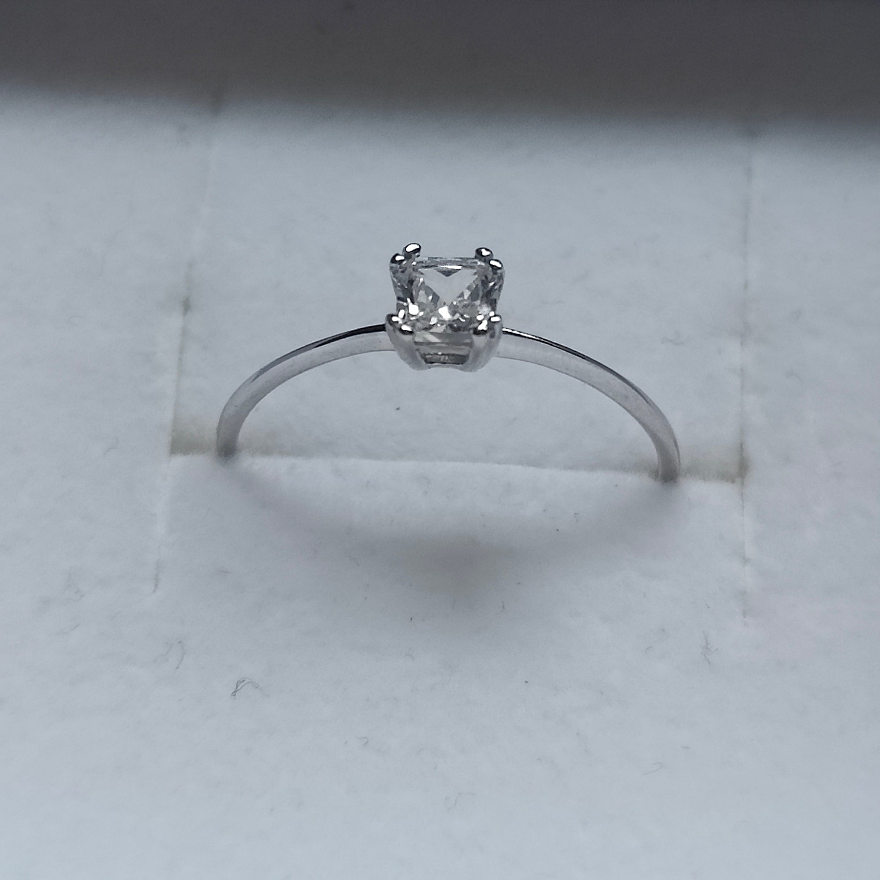 Lerato 14K White Gold Plated 925 Sterling Silver Princess Cut Lab Created White Sapphire Ring