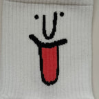 Tongue Face Cotton Blend Ankle Tube Socks