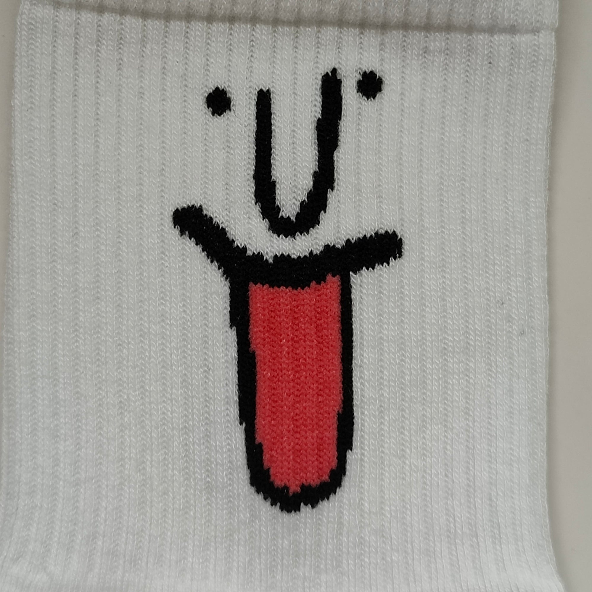 Tongue Face Cotton Blend Ankle Tube Socks