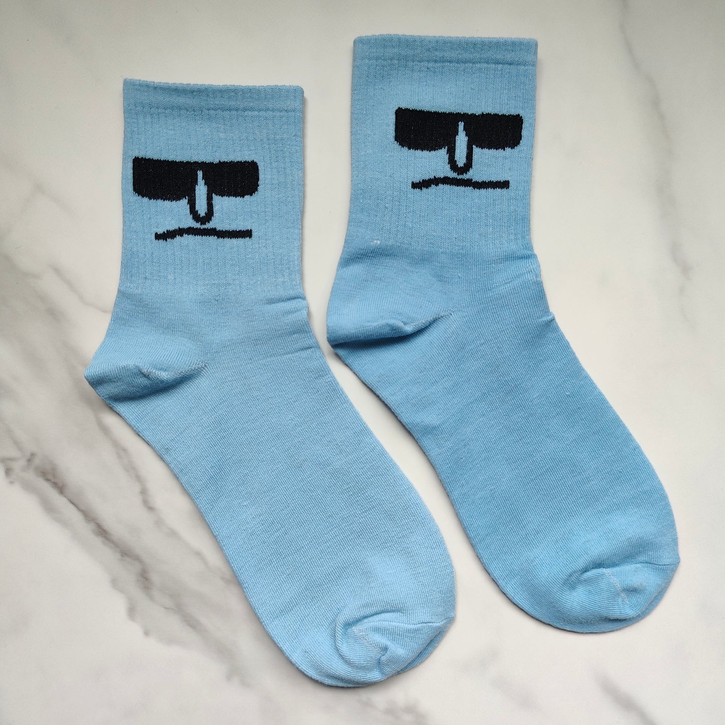 Sunglasses Face Cotton Blend Ankle Tube Socks