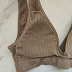 Seamless Ribbed Plunge 3/4 Cup Bralette with Removable Padding