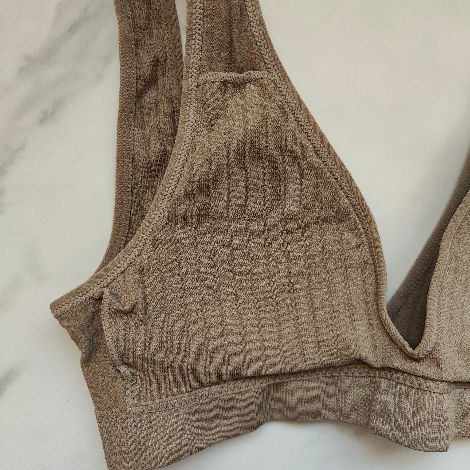 Seamless Ribbed Plunge 3/4 Cup Bralette with Removable Padding