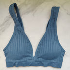 Seamless Ribbed Plunge 3/4 Cup Bralette with Removable Padding