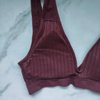 Seamless Ribbed Plunge 3/4 Cup Bralette with Removable Padding