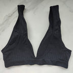 Seamless Ribbed Plunge 3/4 Cup Bralette with Removable Padding
