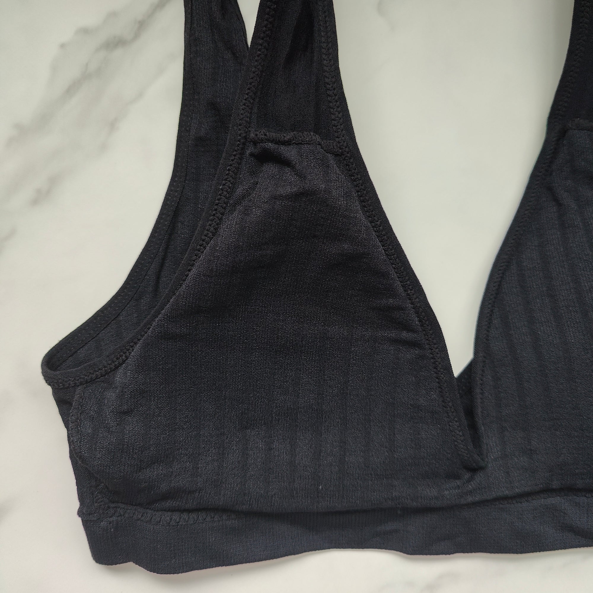 Seamless Ribbed Plunge 3/4 Cup Bralette with Removable Padding