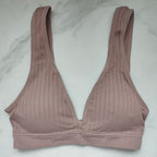 Seamless Ribbed Plunge 3/4 Cup Bralette with Removable Padding
