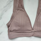 Seamless Ribbed Plunge 3/4 Cup Bralette with Removable Padding