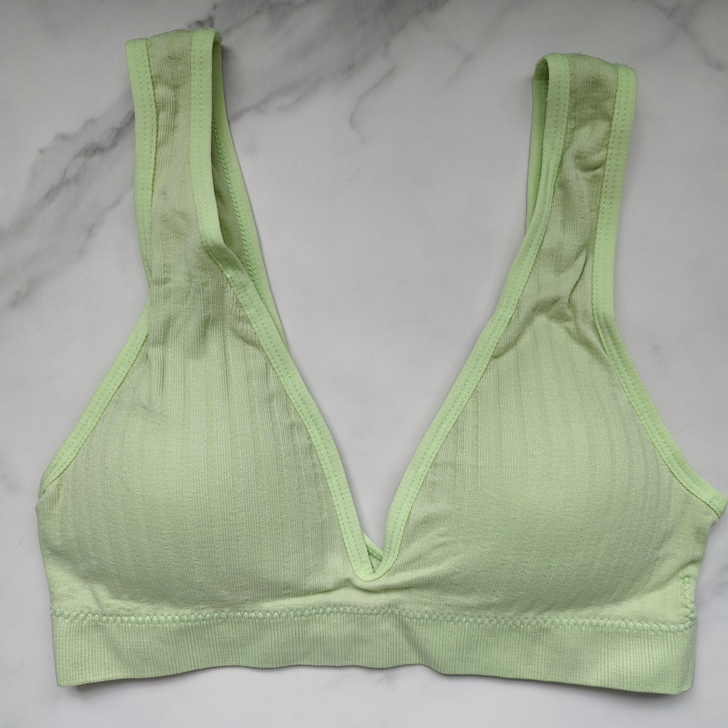 Seamless Ribbed Plunge 3/4 Cup Bralette with Removable Padding