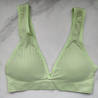 Seamless Ribbed Plunge 3/4 Cup Bralette with Removable Padding