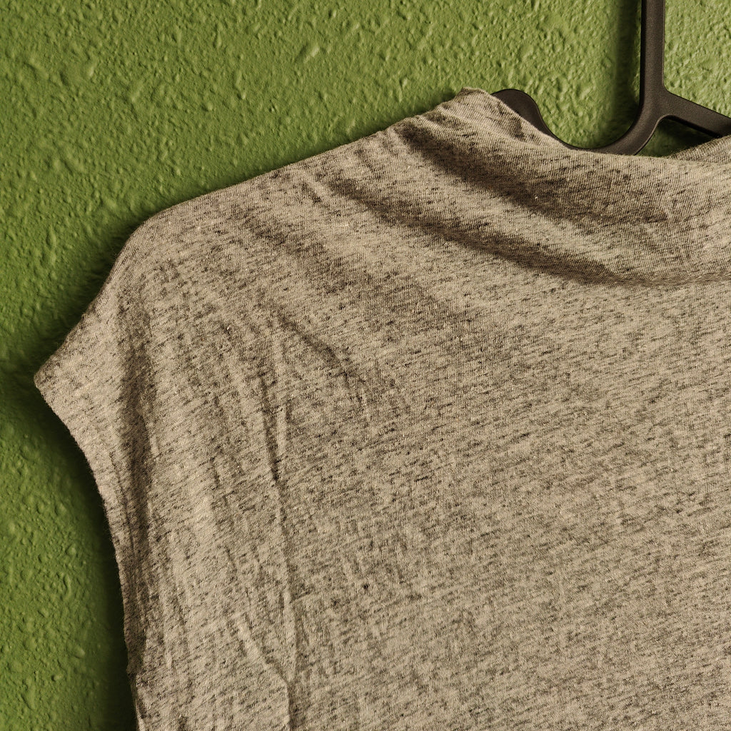 Linen Blend Mock Neck Sleeveless Top