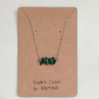 Marlena Handmade 18K Gold Plated Dainty Malachite Stone Bar Necklace