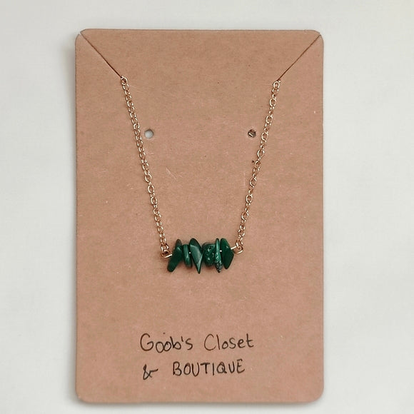 Marlena Handmade 18K Gold Plated Dainty Malachite Stone Bar Necklace