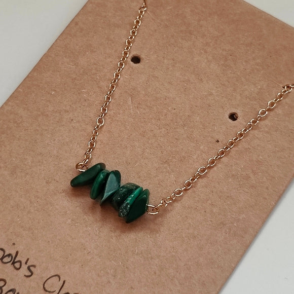 Marlena Handmade 18K Gold Plated Dainty Malachite Stone Bar Necklace