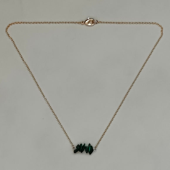 Marlena Handmade 18K Gold Plated Dainty Malachite Stone Bar Necklace