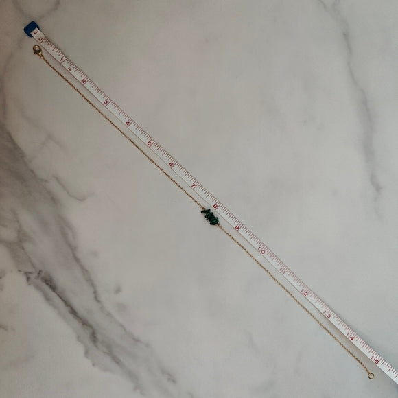 Marlena Handmade 18K Gold Plated Dainty Malachite Stone Bar Necklace