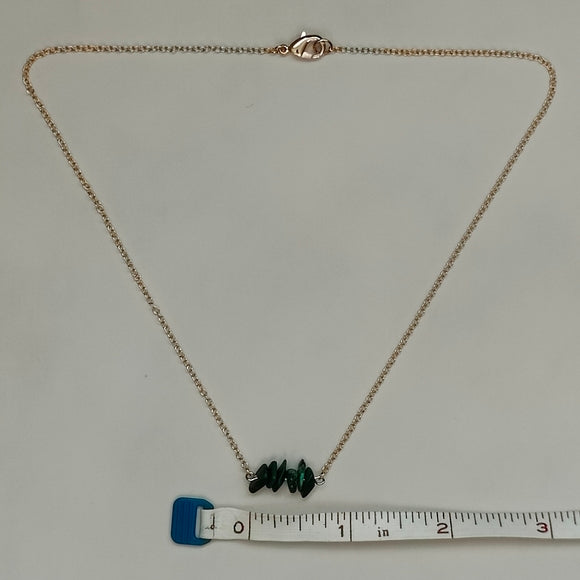 Marlena Handmade 18K Gold Plated Dainty Malachite Stone Bar Necklace