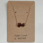 Marlena Handmade 18K Gold Plated Dainty Orange Garnet Stone Bar Necklace